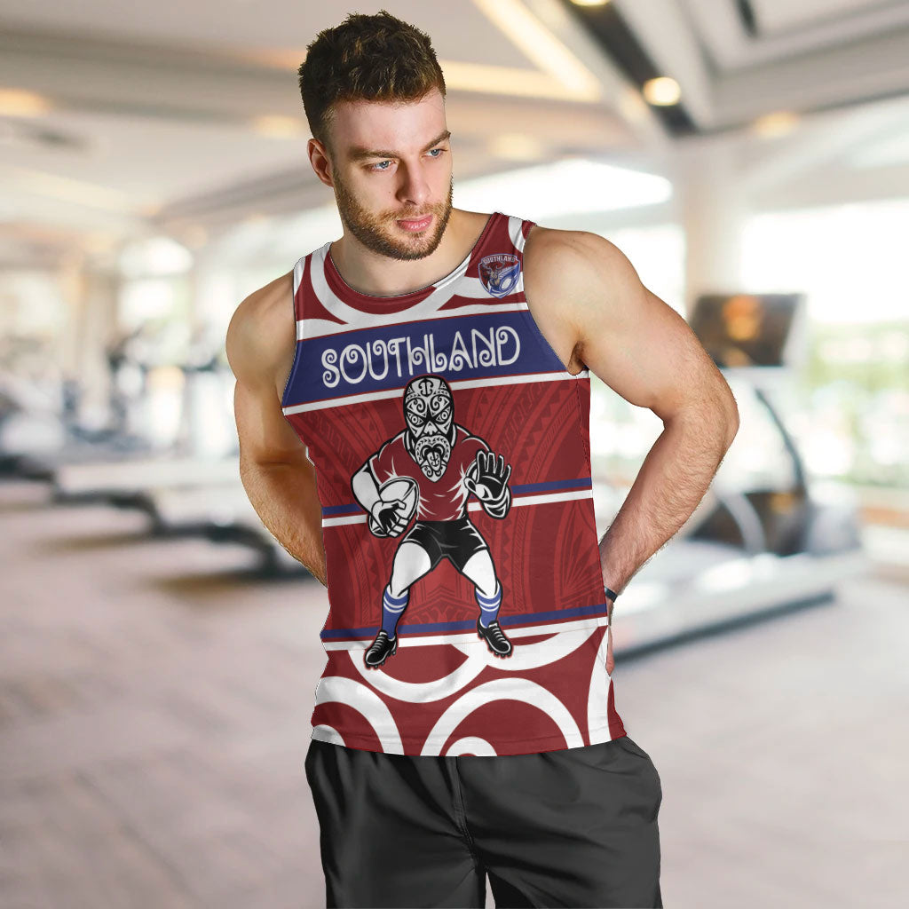 Southland Custom Rugby New Zealand Men Tank Top Aotearoa Maori Pukana Tiki Mascot
