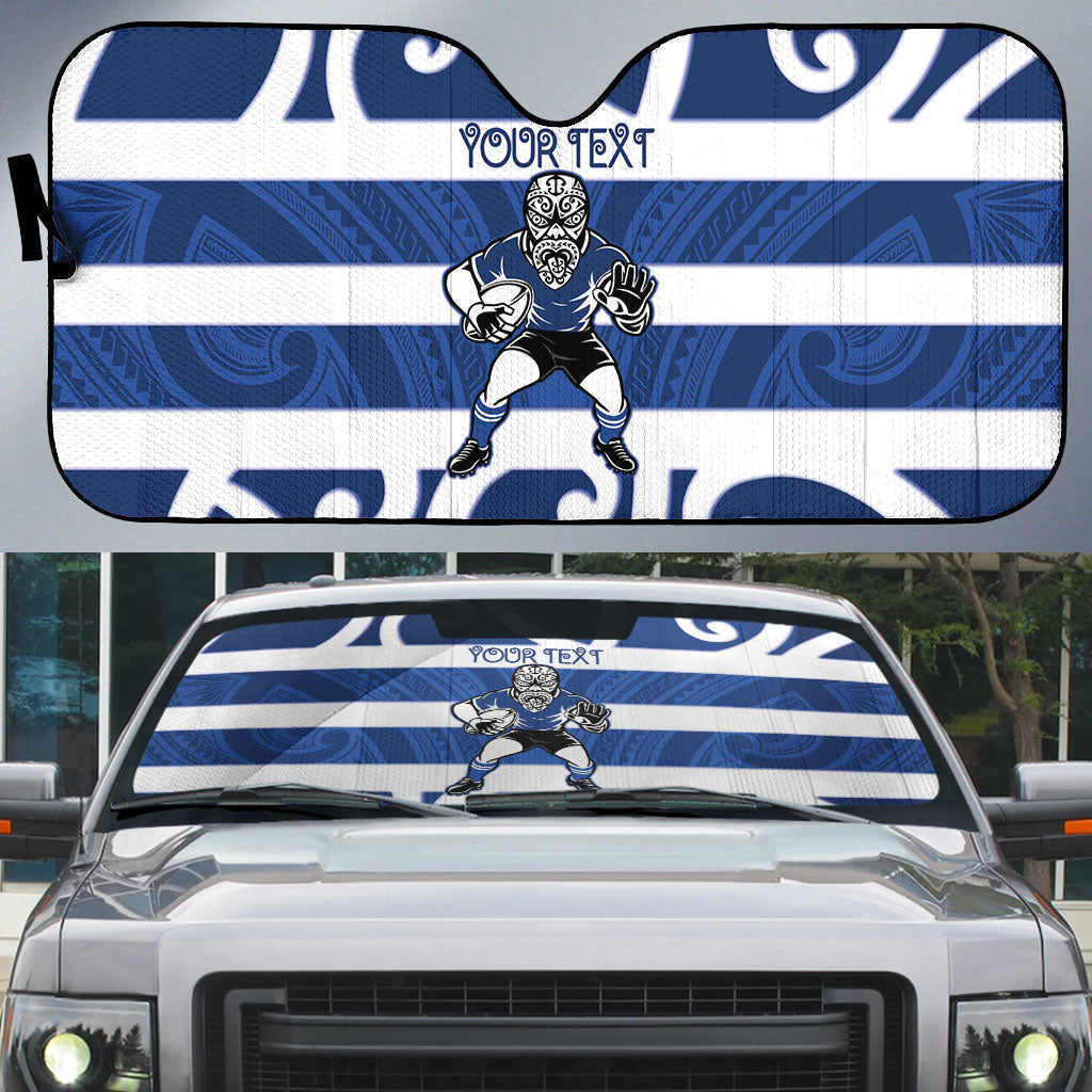 Auckland Custom Rugby New Zealand Auto Sun Shade Aotearoa Maori Pukana Tiki Mascot