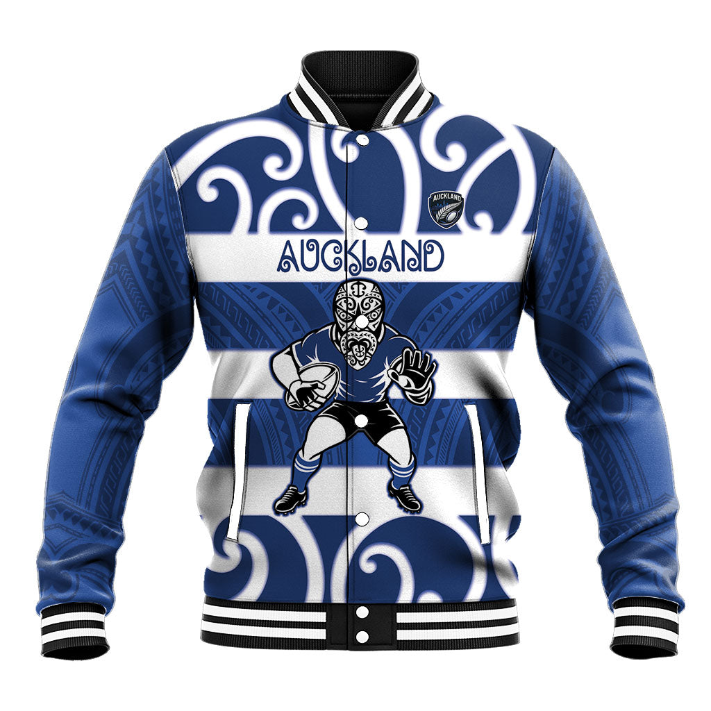 Auckland Custom Rugby New Zealand Baseball Jacket Aotearoa Maori Pukana Tiki Mascot