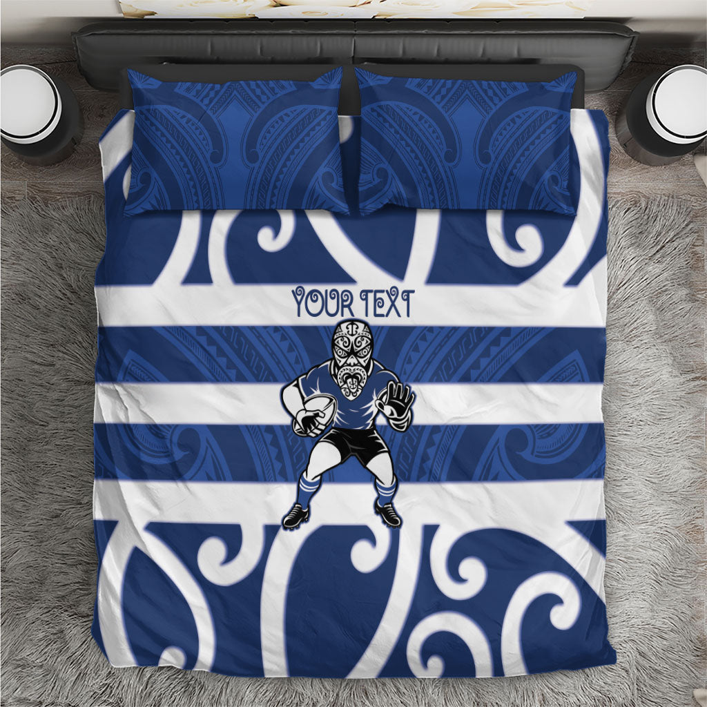 Auckland Custom Rugby New Zealand Bedding Set Aotearoa Maori Pukana Tiki Mascot