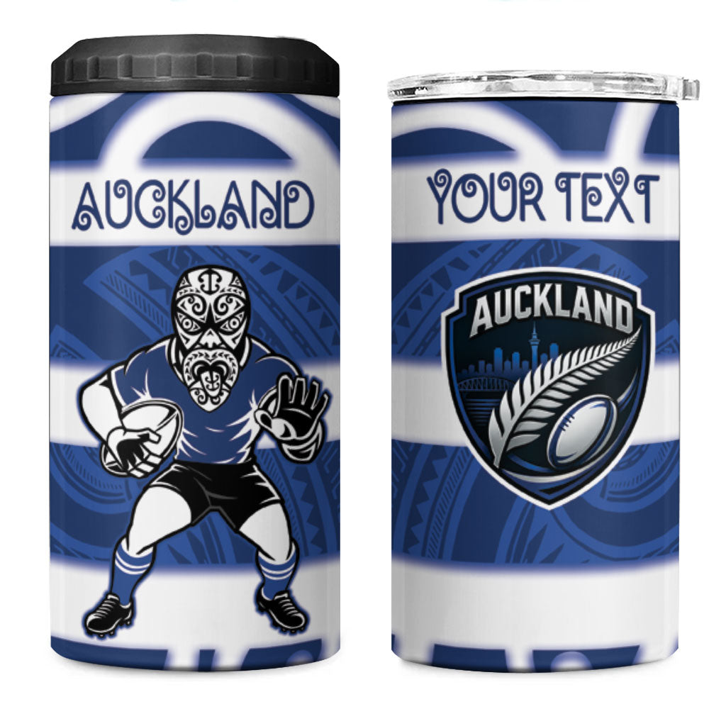 Auckland Custom Rugby New Zealand 4 in 1 Can Cooler Tumbler Aotearoa Maori Pukana Tiki Mascot