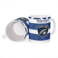 Auckland Custom Rugby New Zealand Ceramic Mug Aotearoa Maori Pukana Tiki Mascot