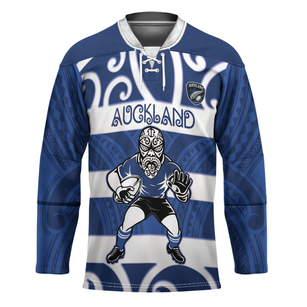 Auckland Custom Rugby New Zealand Hockey Jersey Aotearoa Maori Pukana Tiki Mascot