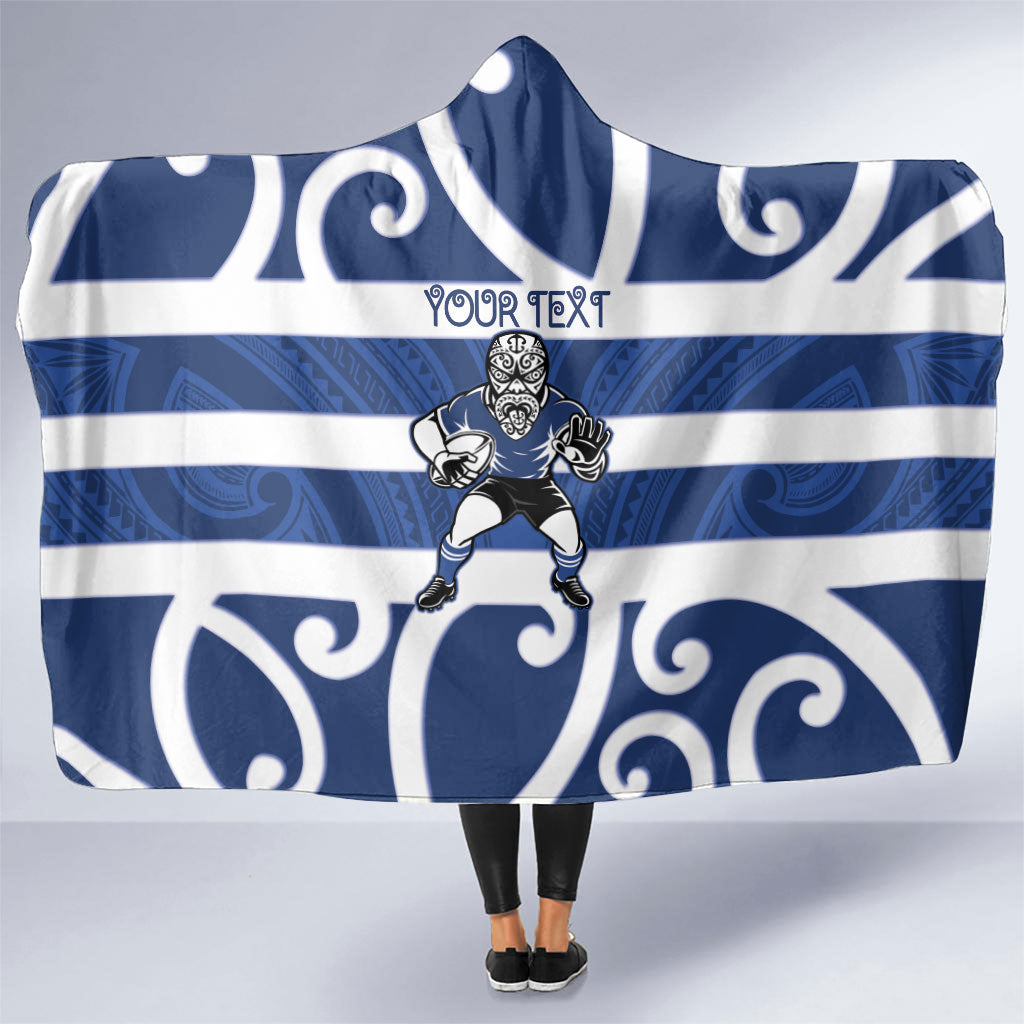 Auckland Custom Rugby New Zealand Hooded Blanket Aotearoa Maori Pukana Tiki Mascot