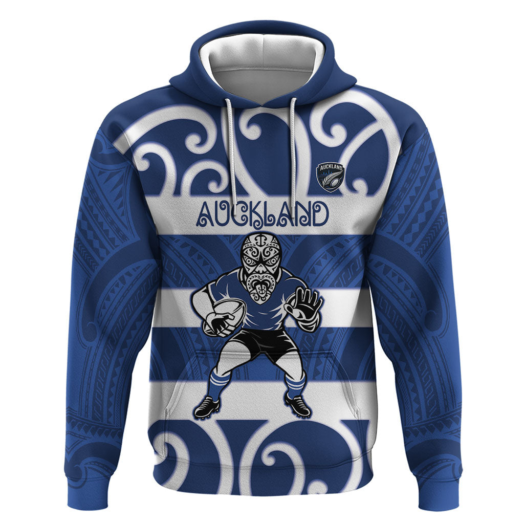 Auckland Custom Rugby New Zealand Hoodie Aotearoa Maori Pukana Tiki Mascot