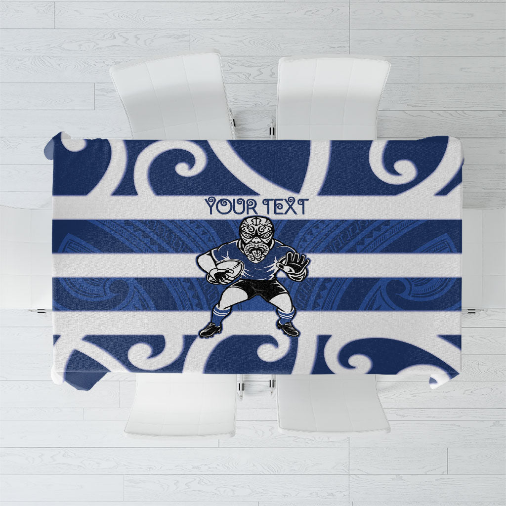 Auckland Custom Rugby New Zealand Tablecloth Aotearoa Maori Pukana Tiki Mascot