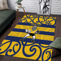 Bay of Plenty Custom Rugby New Zealand Area Rug Aotearoa Maori Pukana Tiki Mascot