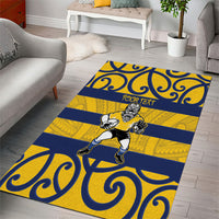 Bay of Plenty Custom Rugby New Zealand Area Rug Aotearoa Maori Pukana Tiki Mascot