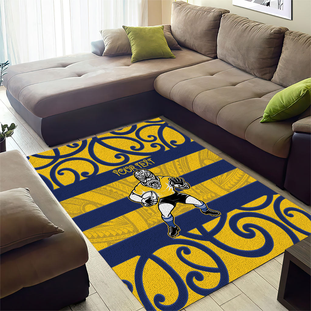 Bay of Plenty Custom Rugby New Zealand Area Rug Aotearoa Maori Pukana Tiki Mascot