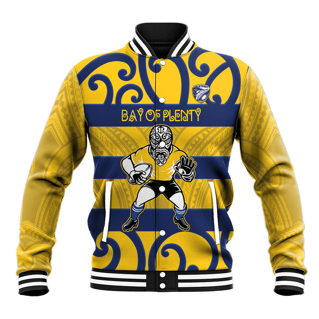 Bay of Plenty Custom Rugby New Zealand Baseball Jacket Aotearoa Maori Pukana Tiki Mascot