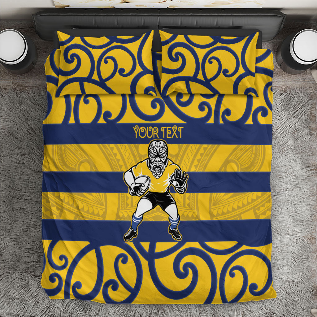 Bay of Plenty Custom Rugby New Zealand Bedding Set Aotearoa Maori Pukana Tiki Mascot