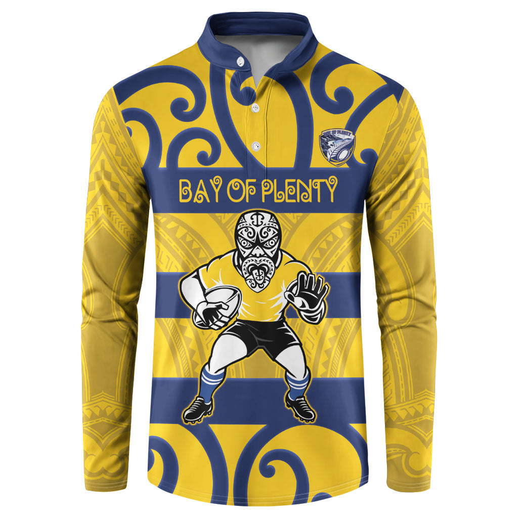 Bay of Plenty Custom Rugby New Zealand Button Sweatshirt Aotearoa Maori Pukana Tiki Mascot