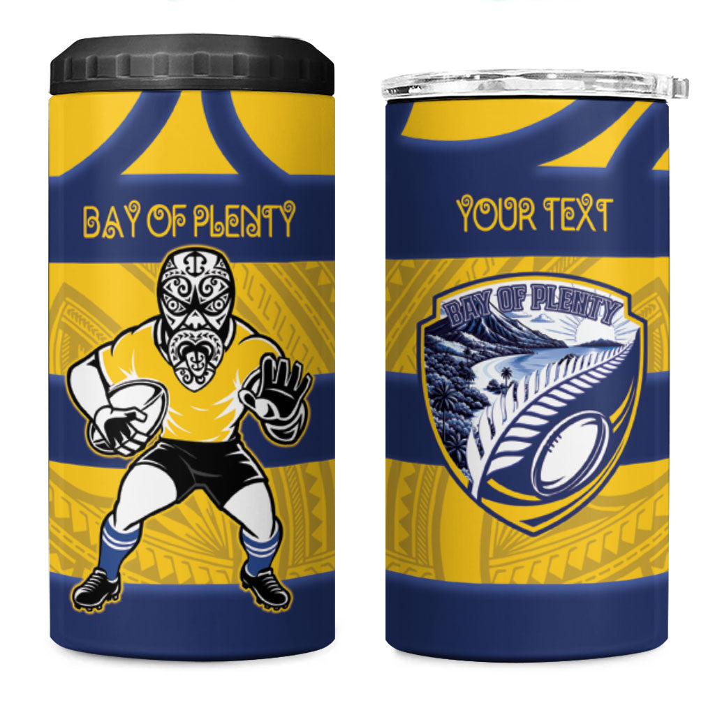Bay of Plenty Custom Rugby New Zealand 4 in 1 Can Cooler Tumbler Aotearoa Maori Pukana Tiki Mascot