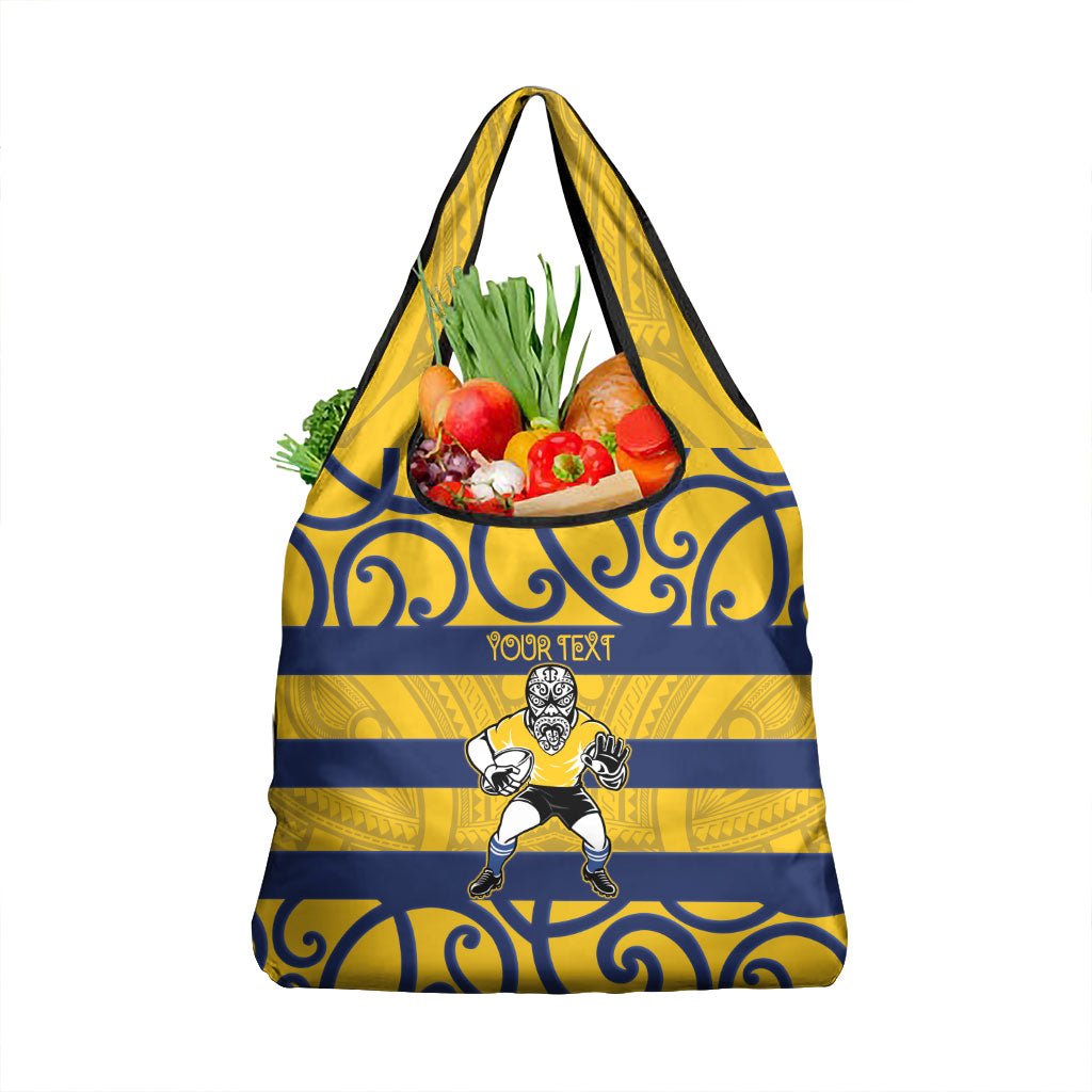 Bay of Plenty Custom Rugby New Zealand Grocery Bag Aotearoa Maori Pukana Tiki Mascot