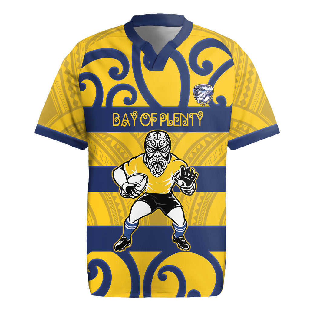 Bay of Plenty Custom Rugby New Zealand Rugby Jersey Aotearoa Maori Pukana Tiki Mascot LT14 Yellow - Polynesian Pride
