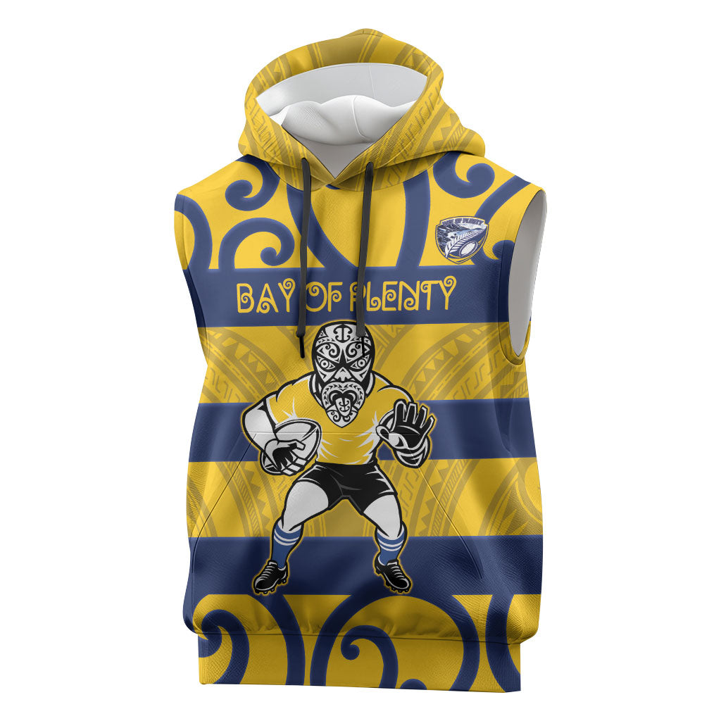 Bay of Plenty Custom Rugby New Zealand Sleeveless Hoodie Aotearoa Maori Pukana Tiki Mascot
