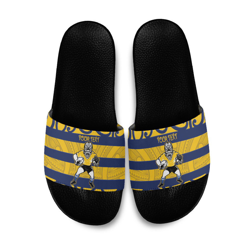 Bay of Plenty Custom Rugby New Zealand Slide Sandals Aotearoa Maori Pukana Tiki Mascot