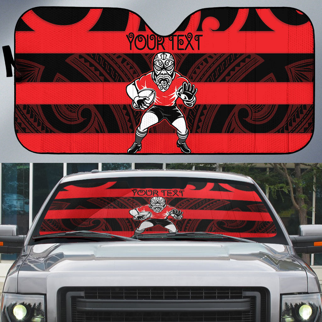 Canterbury Custom Rugby New Zealand Auto Sun Shade Aotearoa Maori Pukana Tiki Mascot