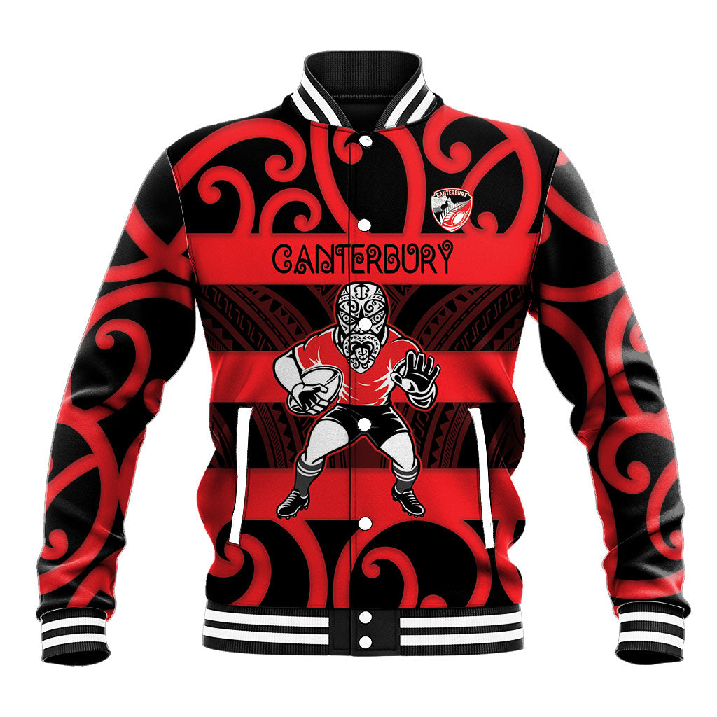 Canterbury Custom Rugby New Zealand Baseball Jacket Aotearoa Maori Pukana Tiki Mascot