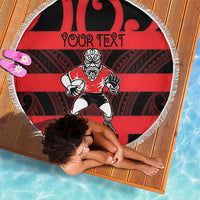 Canterbury Custom Rugby New Zealand Beach Blanket Aotearoa Maori Pukana Tiki Mascot
