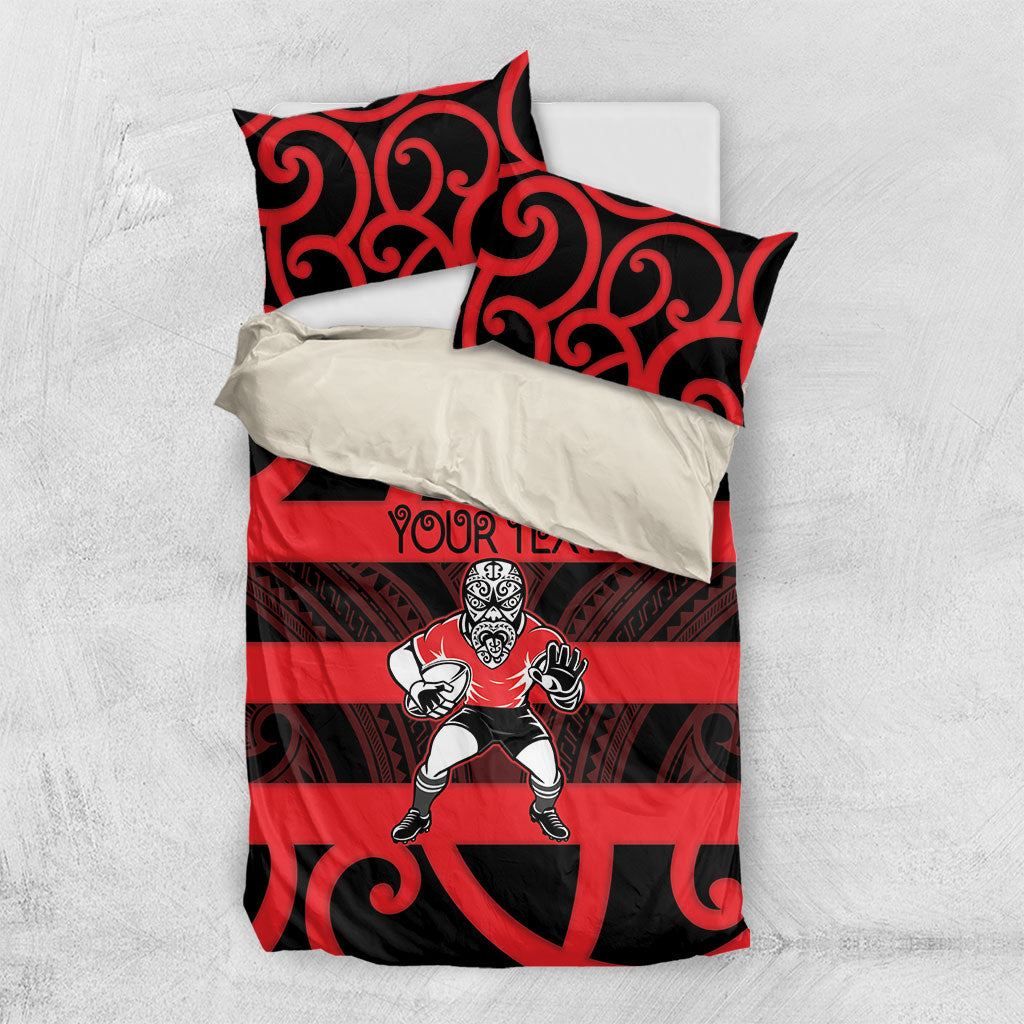 Canterbury Custom Rugby New Zealand Bedding Set Aotearoa Maori Pukana Tiki Mascot