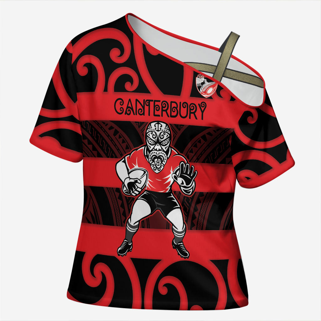 Canterbury Custom Rugby New Zealand Cross Shoulder Shirt Aotearoa Maori Pukana Tiki Mascot