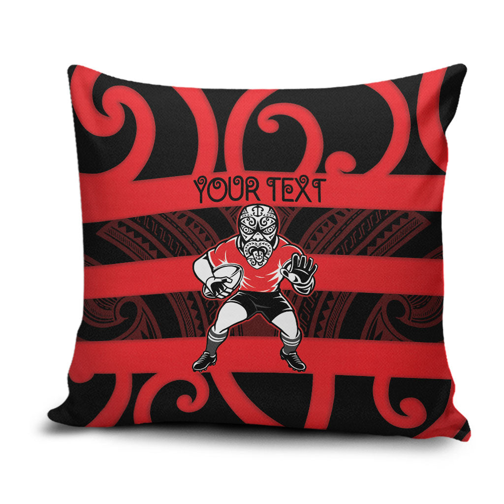 Canterbury Custom Rugby New Zealand Pillow Cover Aotearoa Maori Pukana Tiki Mascot