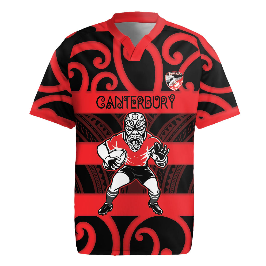 Canterbury Custom Rugby New Zealand Rugby Jersey Aotearoa Maori Pukana Tiki Mascot LT14 Red - Polynesian Pride