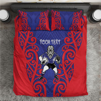 Tasman Custom Rugby New Zealand Bedding Set Aotearoa Maori Pukana Tiki Mascot
