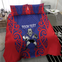 Tasman Custom Rugby New Zealand Bedding Set Aotearoa Maori Pukana Tiki Mascot