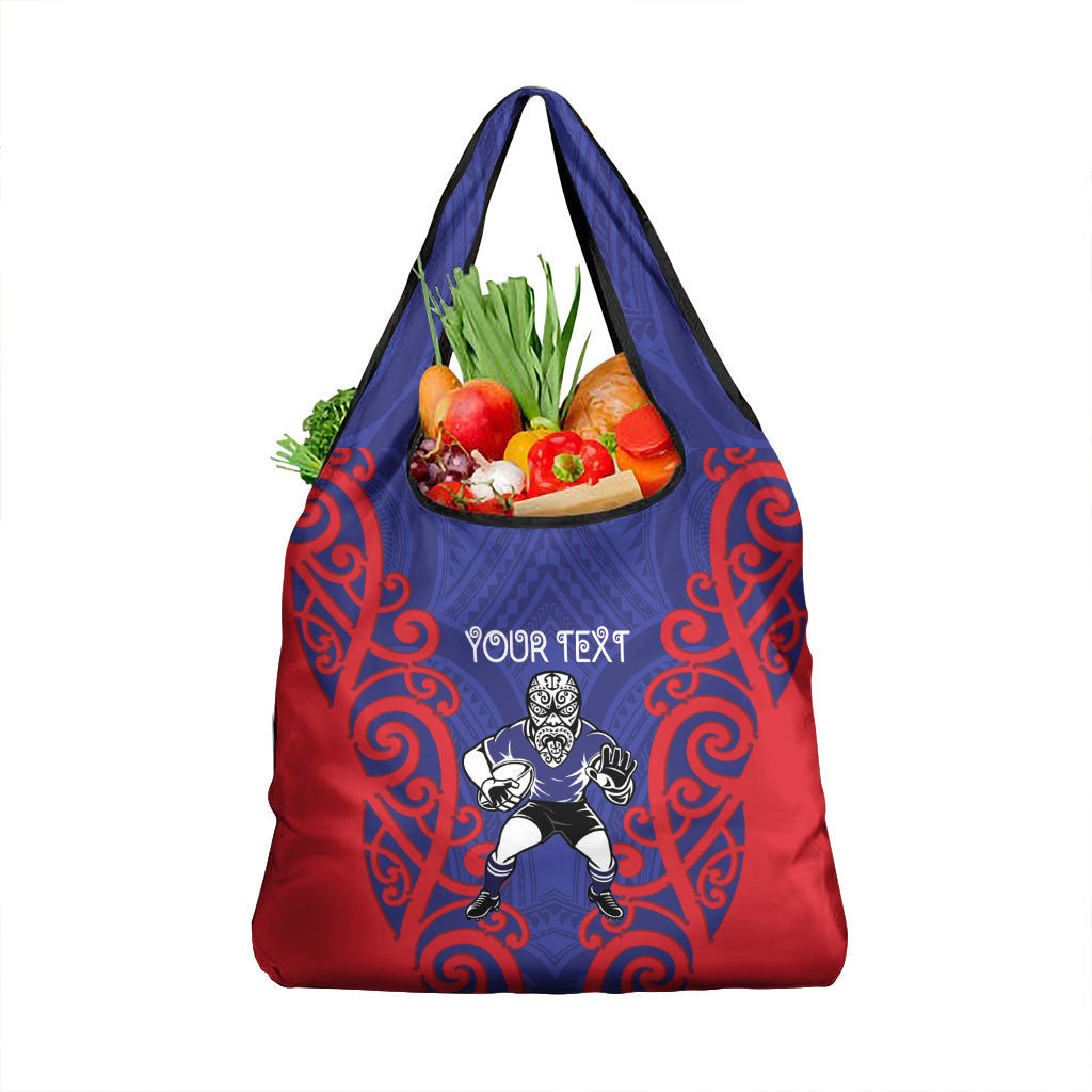 Tasman Custom Rugby New Zealand Grocery Bag Aotearoa Maori Pukana Tiki Mascot
