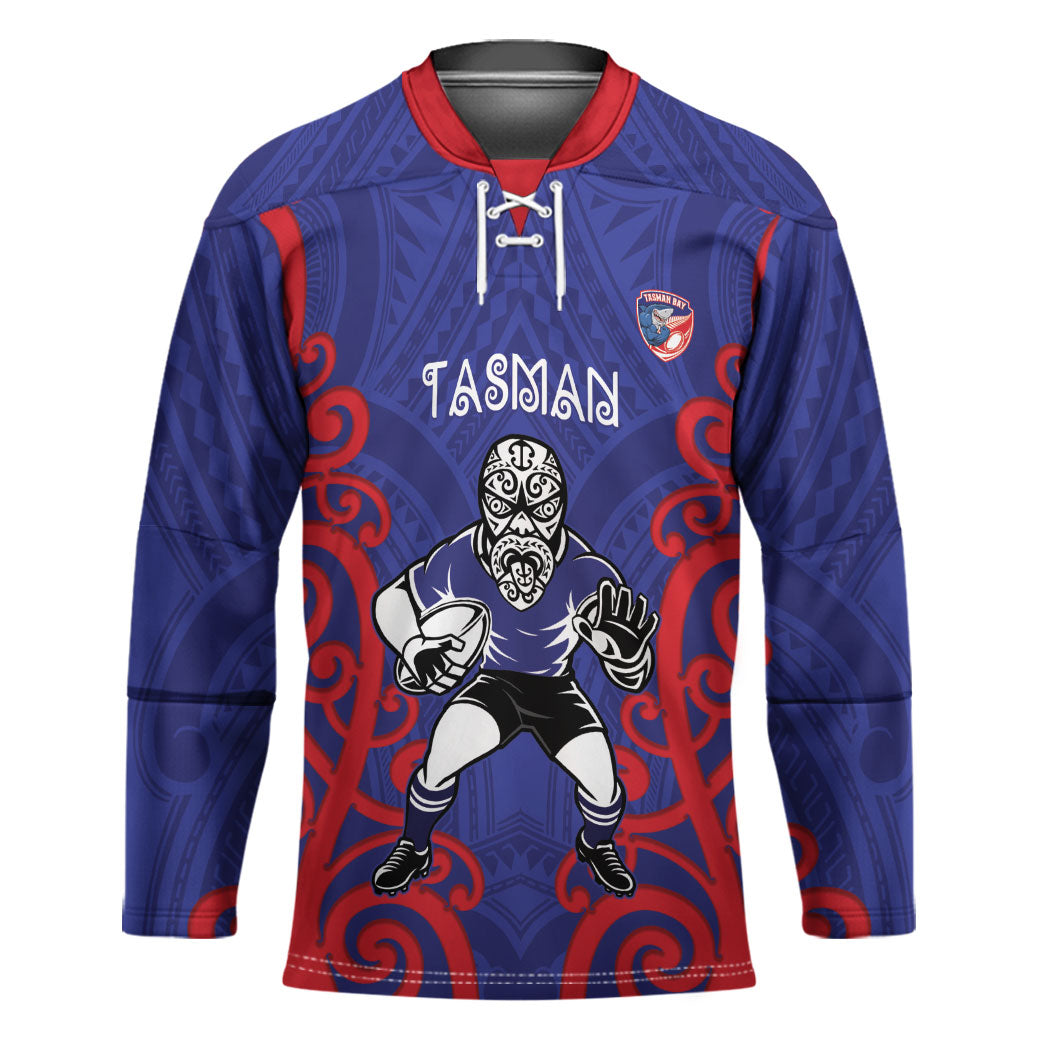 Tasman Custom Rugby New Zealand Hockey Jersey Aotearoa Maori Pukana Tiki Mascot