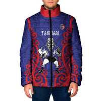 Tasman Custom Rugby New Zealand Padded Jacket Aotearoa Maori Pukana Tiki Mascot