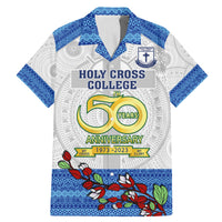 Fiji Holy Cross College Family Matching Mermaid Dress and Hawaiian Shirt Happy 50th Anniversary Fijian Tagimoucia Tapa Pattern LT14 Dad's Shirt - Short Sleeve White - Polynesian Pride