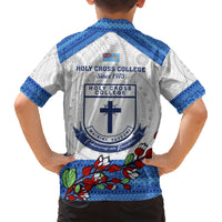 Fiji Holy Cross College Family Matching Short Sleeve Bodycon Dress and Hawaiian Shirt Happy 50th Anniversary Fijian Tagimoucia Tapa Pattern LT14 - Polynesian Pride