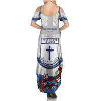 Fiji Holy Cross College Family Matching Summer Maxi Dress and Hawaiian Shirt Happy 50th Anniversary Fijian Tagimoucia Tapa Pattern LT14 - Polynesian Pride