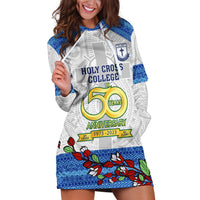 Fiji Holy Cross College Hoodie Dress Happy 50th Anniversary Fijian Tagimoucia Tapa Pattern LT14 White - Polynesian Pride