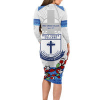 Fiji Holy Cross College Long Sleeve Bodycon Dress Happy 50th Anniversary Fijian Tagimoucia Tapa Pattern LT14 - Polynesian Pride