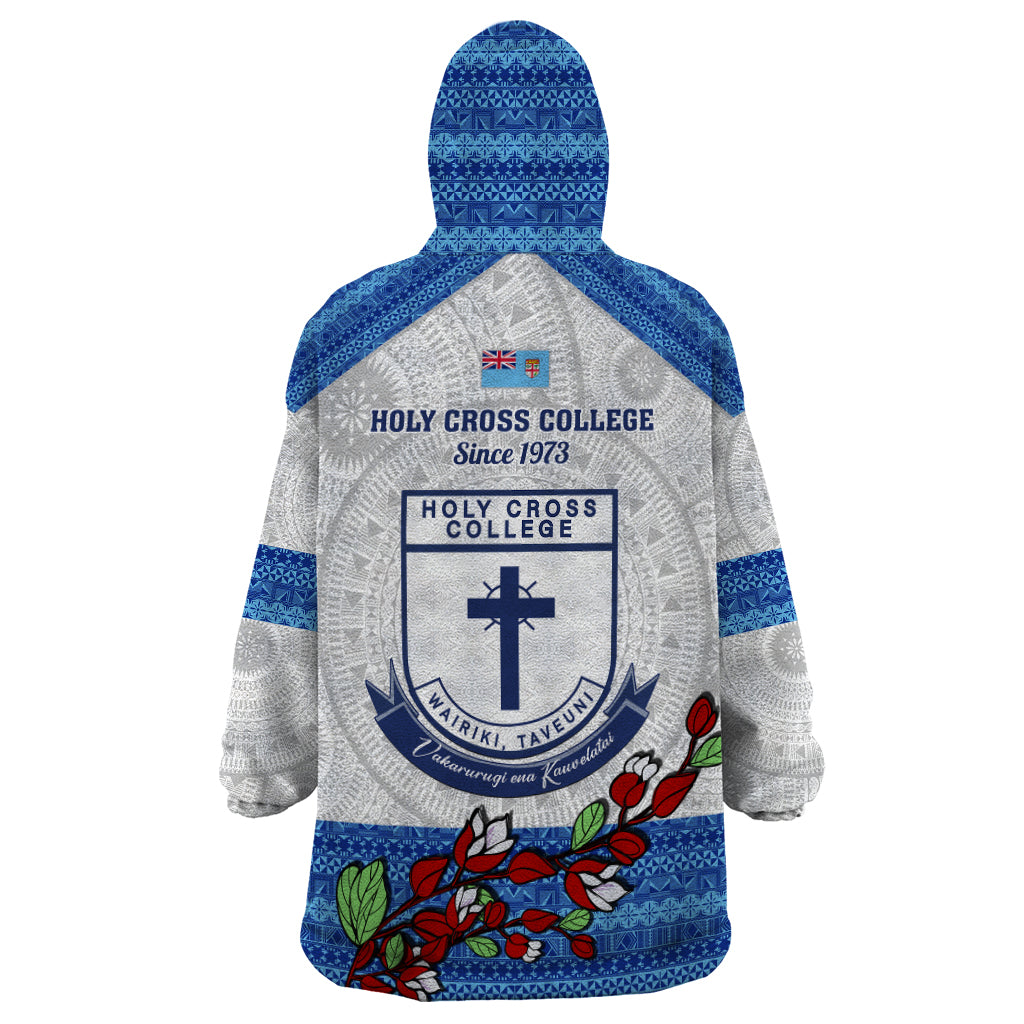 Fiji Holy Cross College Wearable Blanket Hoodie Happy 50th Anniversary Fijian Tagimoucia Tapa Pattern LT14 - Polynesian Pride