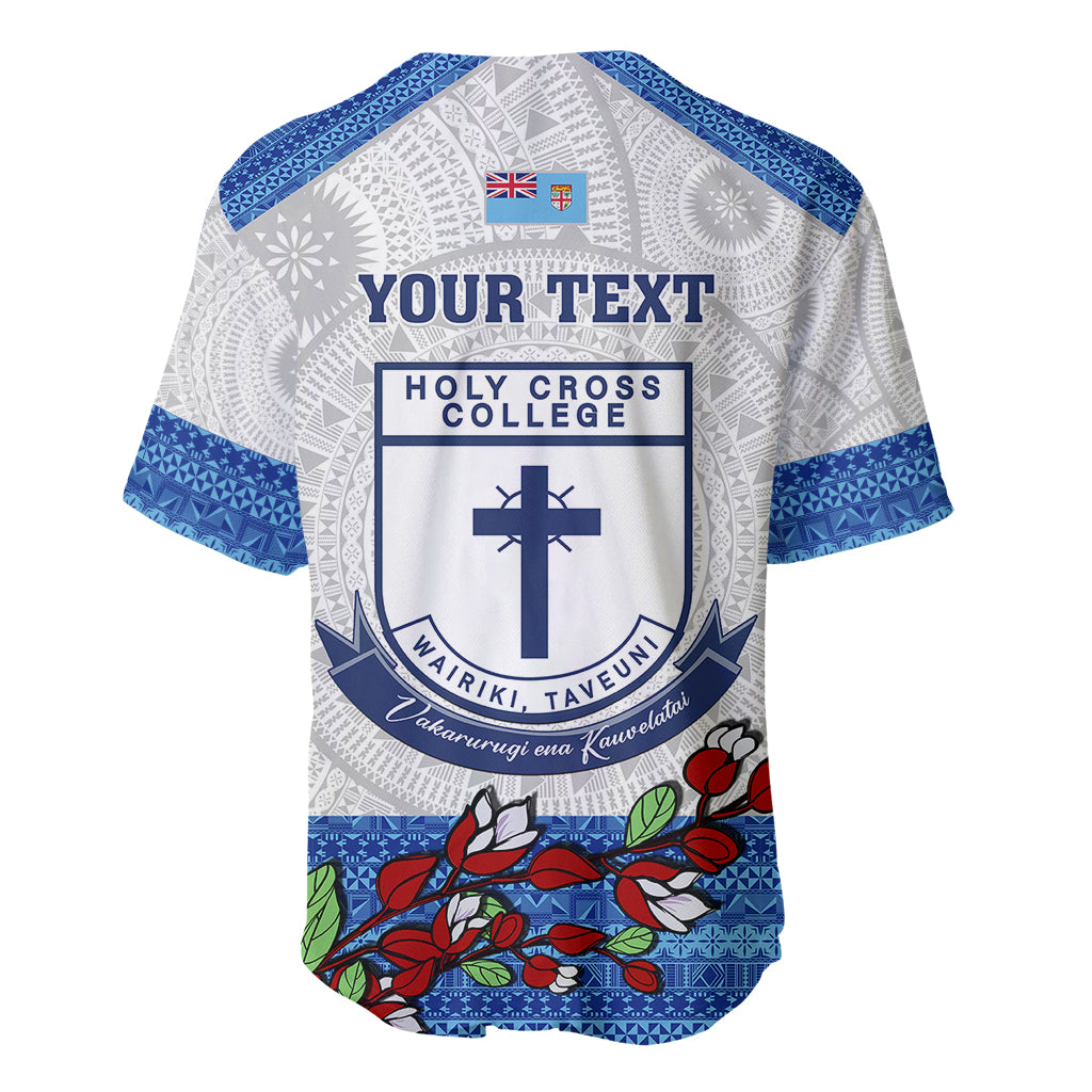 Personalised Fiji Holy Cross College Baseball Jersey Happy 50th Anniversary Fijian Tagimoucia Tapa Pattern LT14 - Polynesian Pride