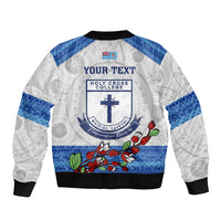 Personalised Fiji Holy Cross College Bomber Jacket Happy 50th Anniversary Fijian Tagimoucia Tapa Pattern LT14 - Polynesian Pride
