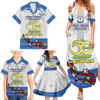 Personalised Fiji Holy Cross College Family Matching Summer Maxi Dress and Hawaiian Shirt Happy 50th Anniversary Fijian Tagimoucia Tapa Pattern LT14 - Polynesian Pride