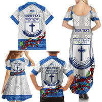 Personalised Fiji Holy Cross College Family Matching Summer Maxi Dress and Hawaiian Shirt Happy 50th Anniversary Fijian Tagimoucia Tapa Pattern LT14 - Polynesian Pride