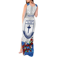 Personalised Fiji Holy Cross College Tank Maxi Dress Happy 50th Anniversary Fijian Tagimoucia Tapa Pattern LT14 - Polynesian Pride