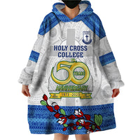 Personalised Fiji Holy Cross College Wearable Blanket Hoodie Happy 50th Anniversary Fijian Tagimoucia Tapa Pattern LT14 - Polynesian Pride