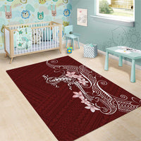 Oxblood Hawaii Area Rug Hammerhead Shark Tattoo Curve Polynesian - Polynesian Pride