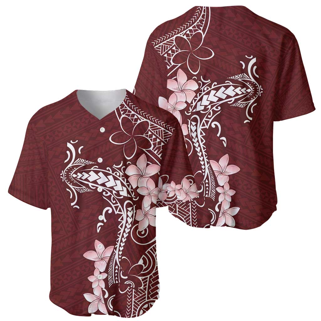 Oxblood Hawaii Baseball Jersey Hammerhead Shark Tattoo Curve Polynesian - Polynesian Pride