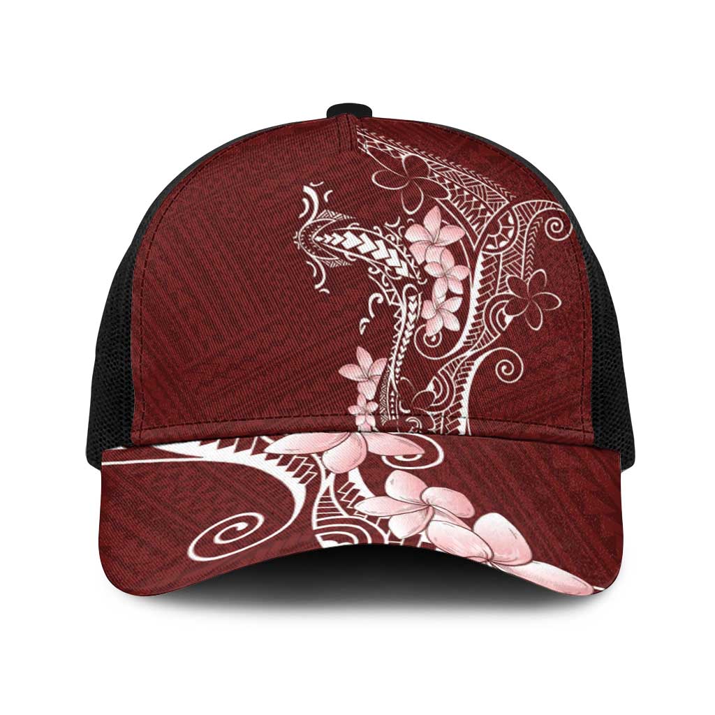 Oxblood Hawaii Baseball Net Cap Hammerhead Shark Tattoo Curve Polynesian - Polynesian Pride