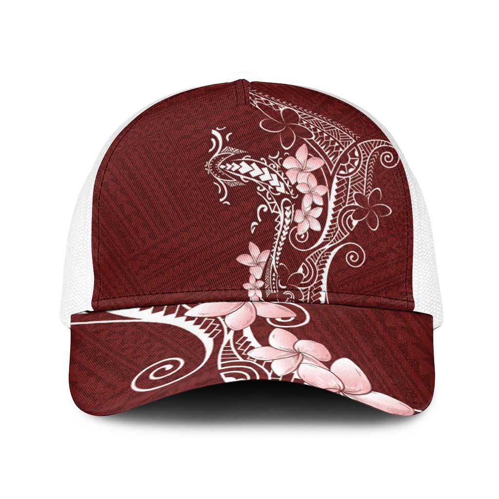 Oxblood Hawaii Baseball Net Cap Hammerhead Shark Tattoo Curve Polynesian - Polynesian Pride