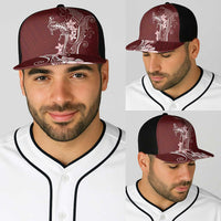 Oxblood Hawaii Baseball Net Cap Hammerhead Shark Tattoo Curve Polynesian - Polynesian Pride